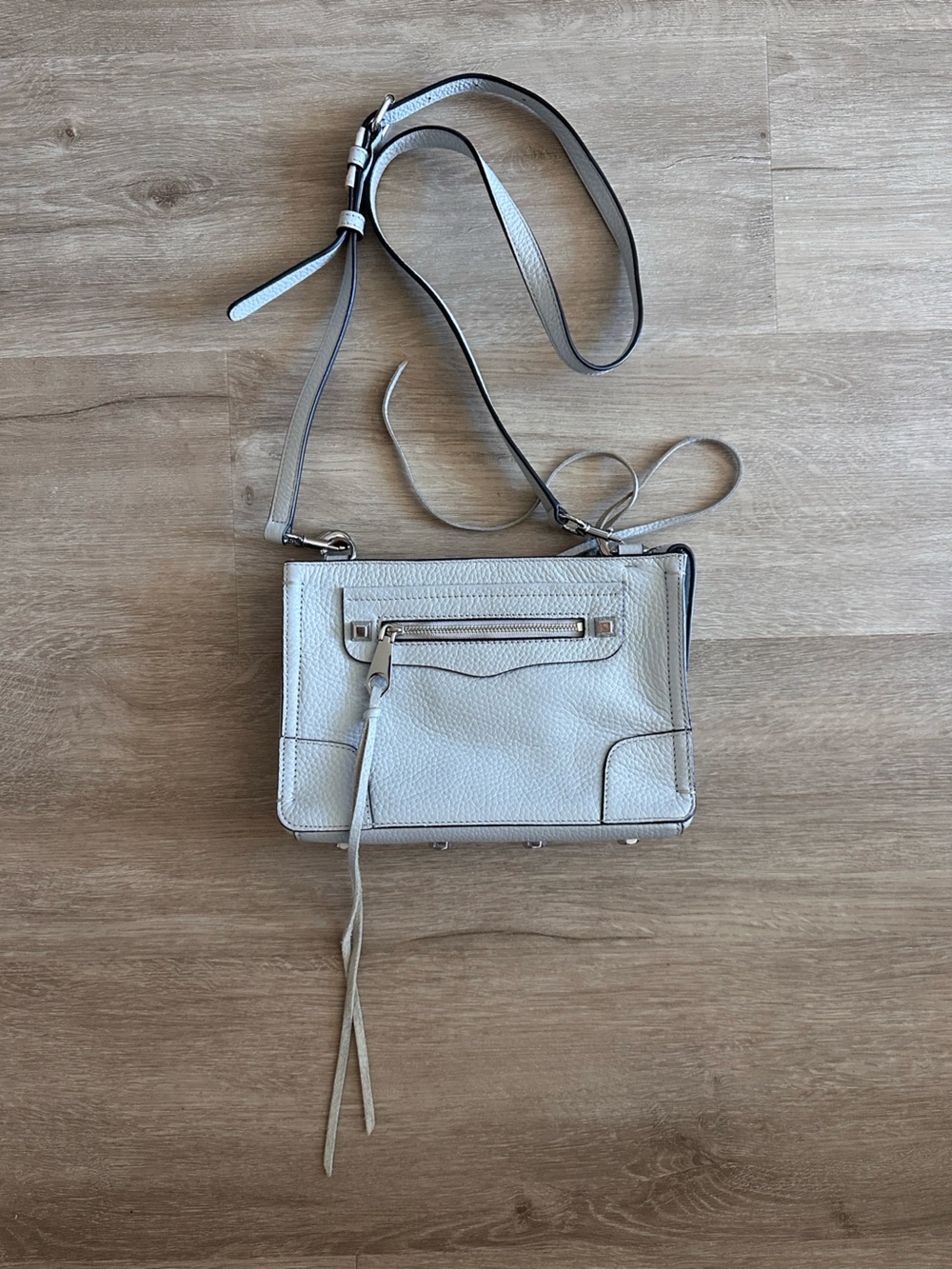 Rebecca Minkoff Light Gray Pebbled Leather Crossbody Bag